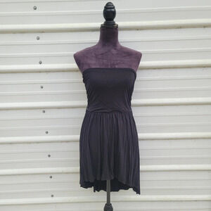 Edge Womens Strapless Hi-Low Black Stretch Jersey Rayon Pull Over Dress Sz S